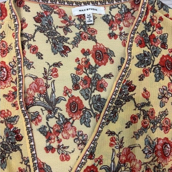 Max Studio Floral Yellow and Red Mini Dress - Picture 3 of 3